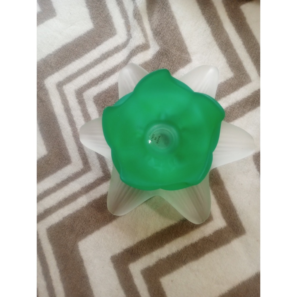 Studio Nova Lotus Blossom Votive‎ Candle Holder Green Frosted Italy 7.5 In